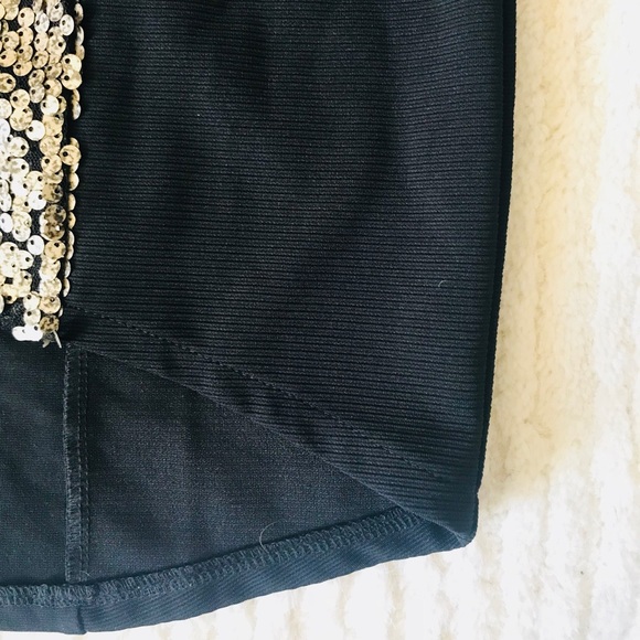 Black Mini Skirt with Gold Sequins (A) - Picture 3 of 8